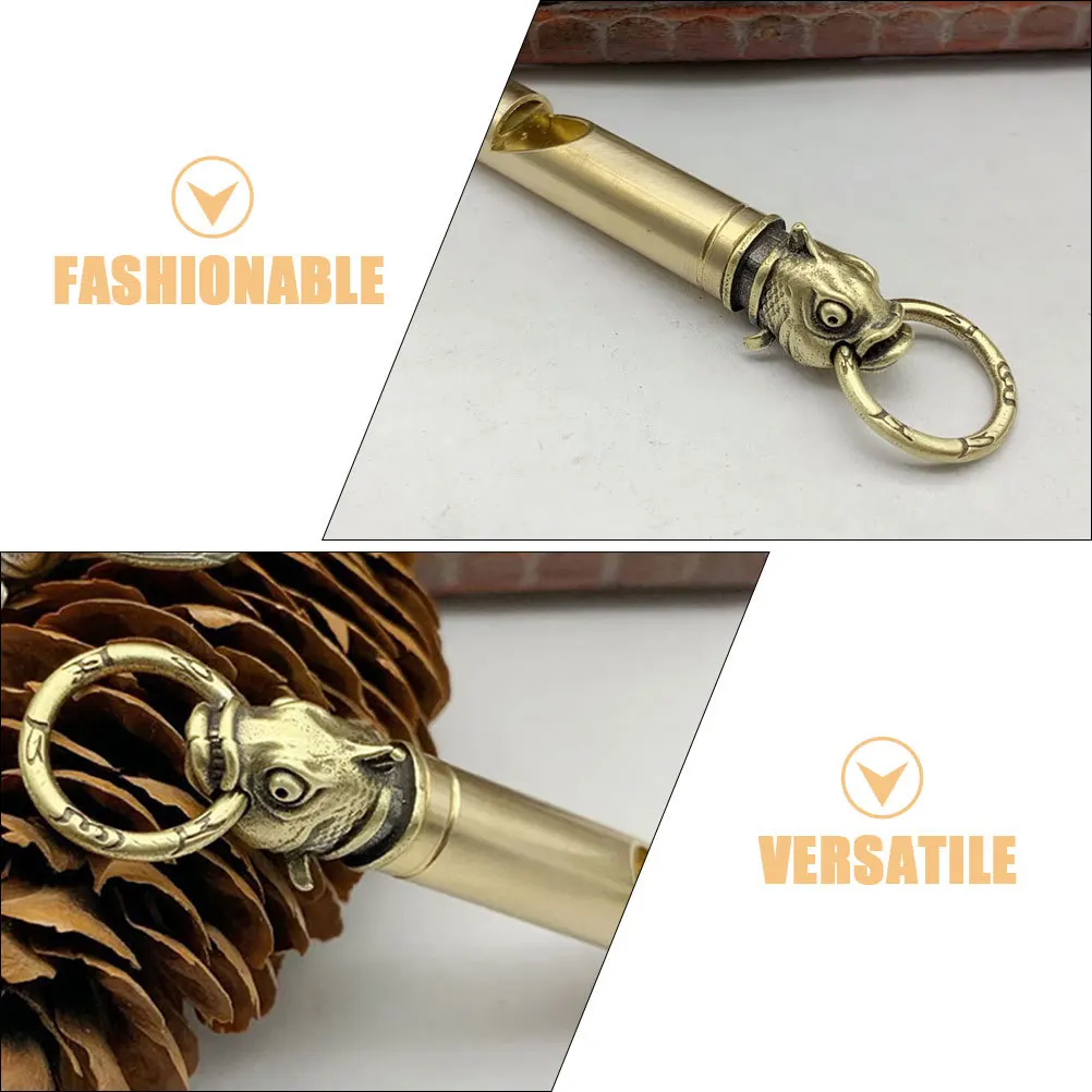 2 قطعة صافرة النحاس سلاسل المفاتيح خفيفة الوزن الطوارئ التنزه التخييم بقاء بصوت عال صفارات معدنية النحاس صافرة صفارات الطوارئ