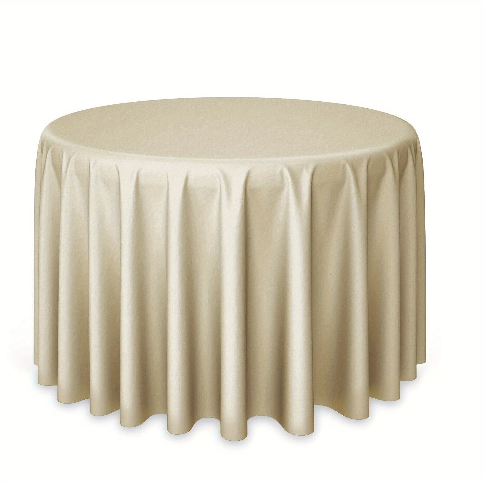 

10-piece 120-inch round polyester tablecloth, beige