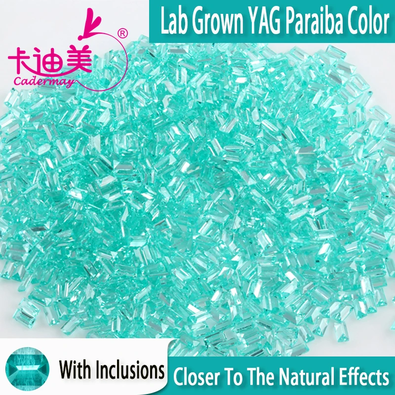 Cadermay Baguette shape Paraiba Color Garnet Loose Stone With Inclusions YAG Fine Jewelry Making DIY