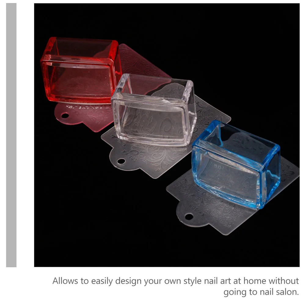 

3Pcs Nail Stampers Manicure Transparent Seals DIY Nail Art Salon Tools Fast Stamping Save Polish DIY Kit Manicure Stampers