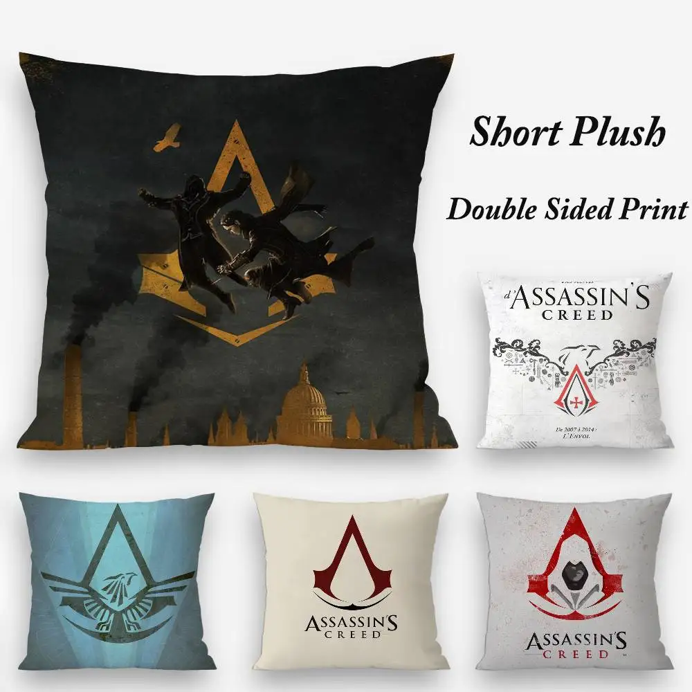 A-Assassins CreedS Pillow Case Plush Fabric Soft Double Sided Print Sofa Cushion Cover Throw Pillow Covers