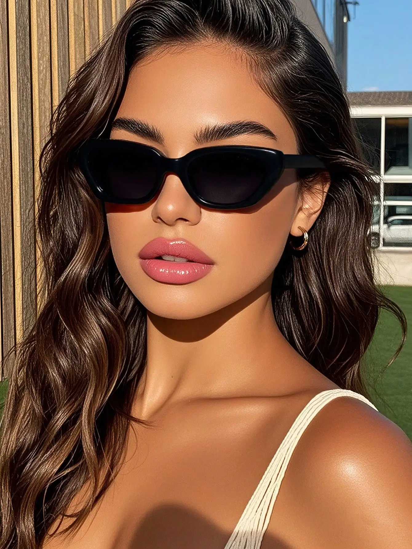 

Солнцезащитные очки «кошачий глаз» в черной оправе для женщин, защита от ультрафиолета, уличный стиль и активный отдых