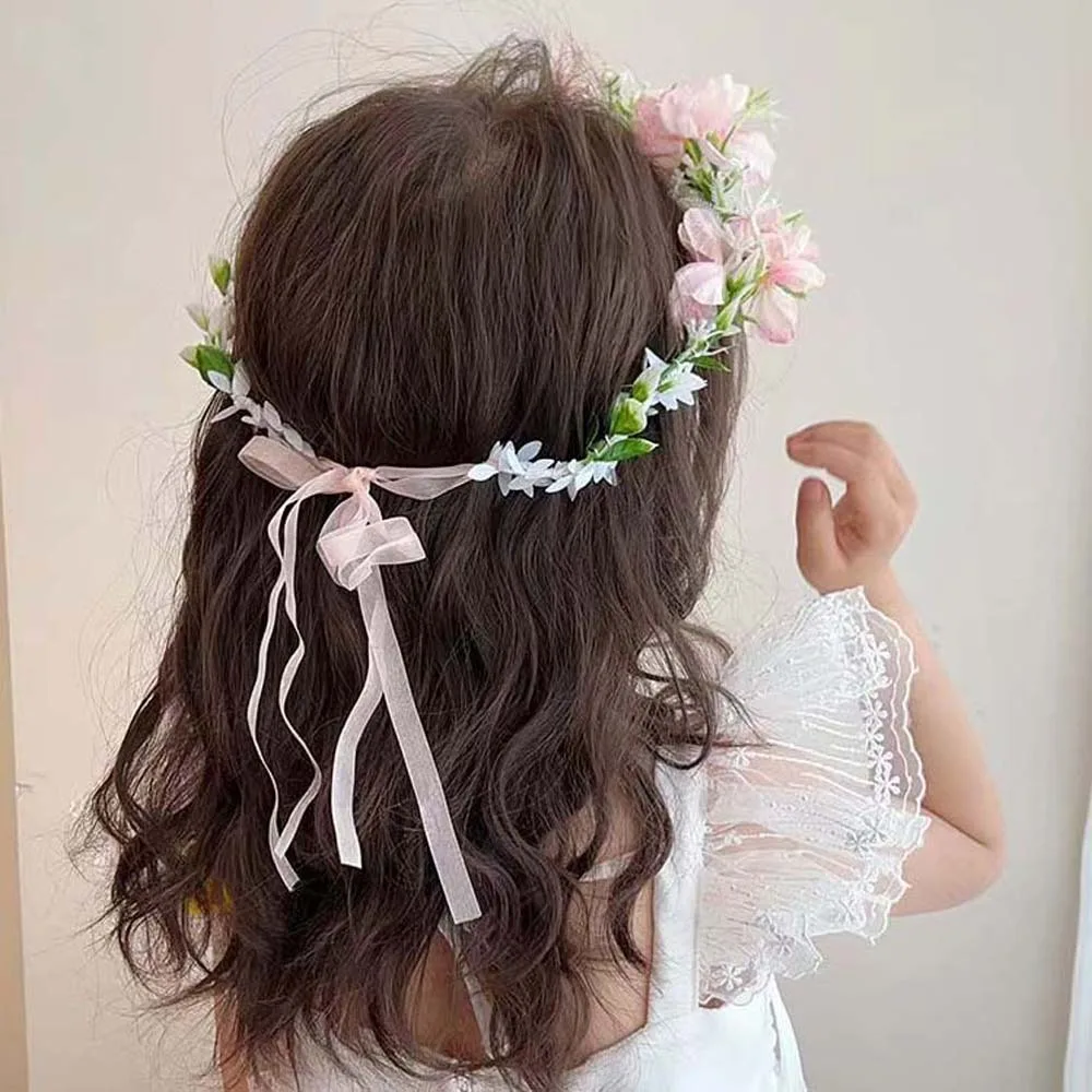 Bohemia Style Bride Garland Hair Ornaments Headwear Wreath Headband Adjustable Simulation Flower Wedding Headwear Bridal