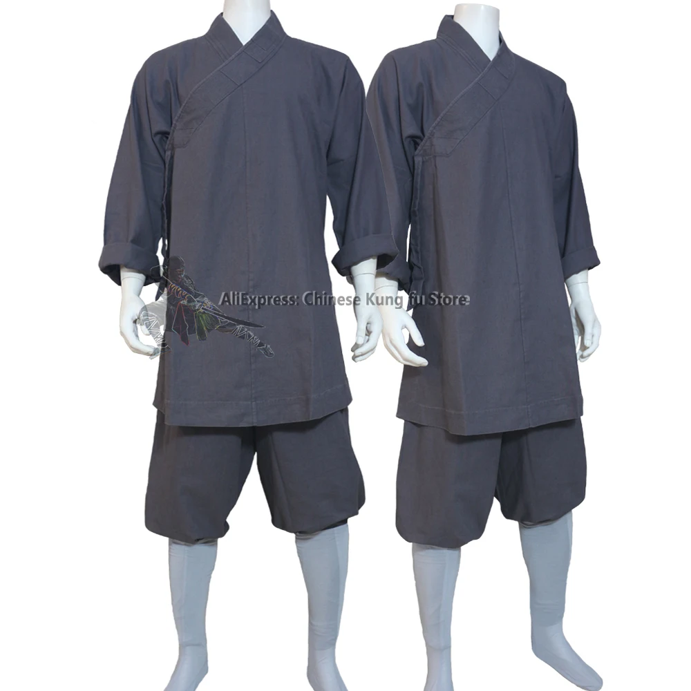 Top Quality Summer Shaolin Monk Arhat Suit Buddhist Robes Kung fu Uniform Meditation Training Clothes Cotton Linen