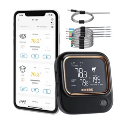 INKBIRD wi-fi termometro per barbecue IBT-26S con 6 sonde per uso alimentare controllo APP preset per carne USDA Timer di allarme temperatura