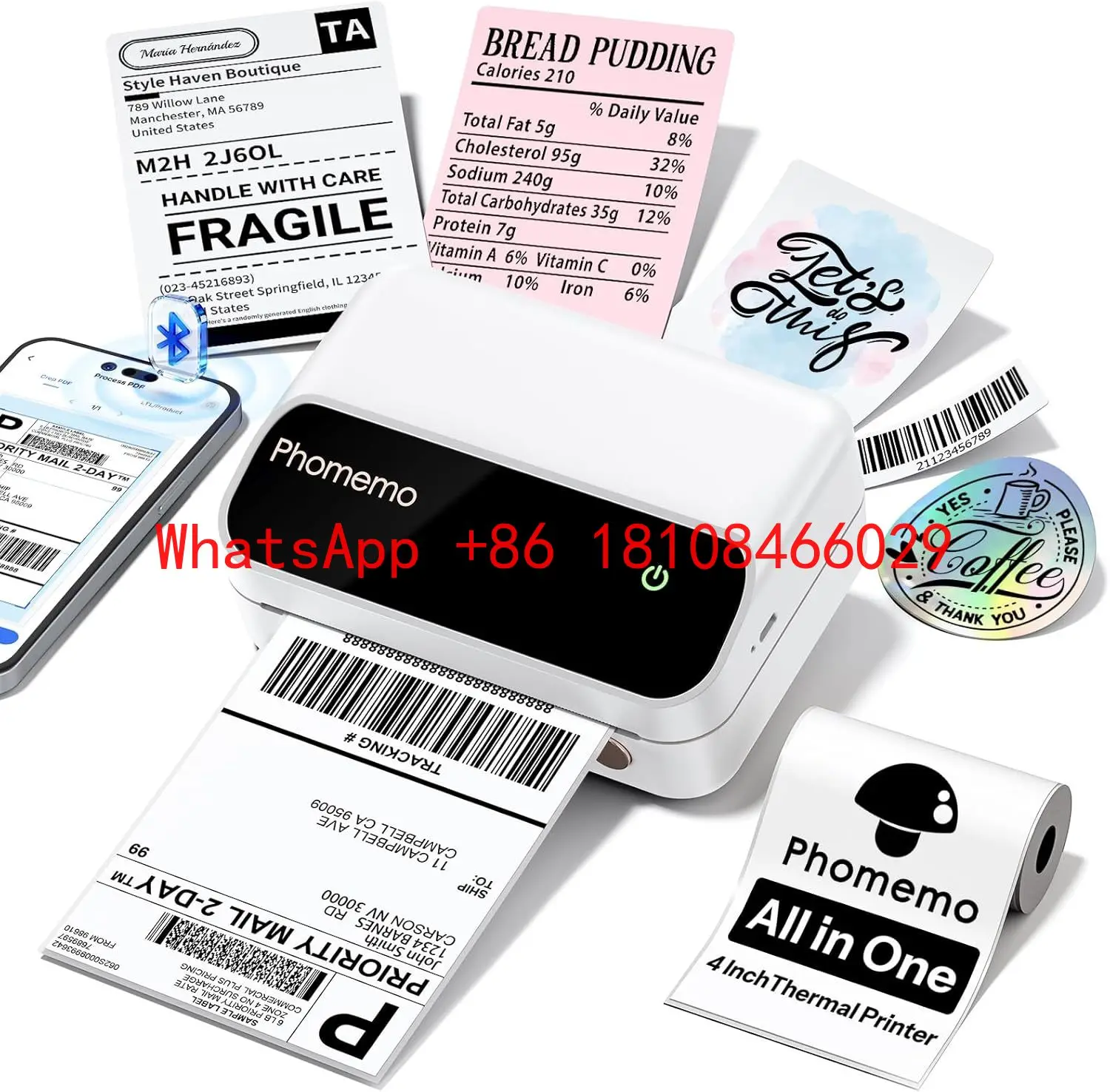 Phomemo Thermal Label Printer M420 Bluetooth 4x6Shipping Label Printer for Small Business Portable Wireless for Shipping Barcode
