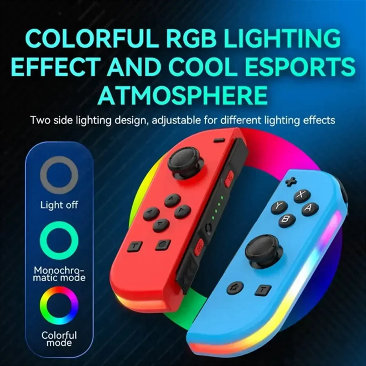 

2PCS Joypad Controller (L/R) for Switch, Wireless Joypad Replacement for Switch Controller Dual Vibration/RGB Light-C-Sunrise