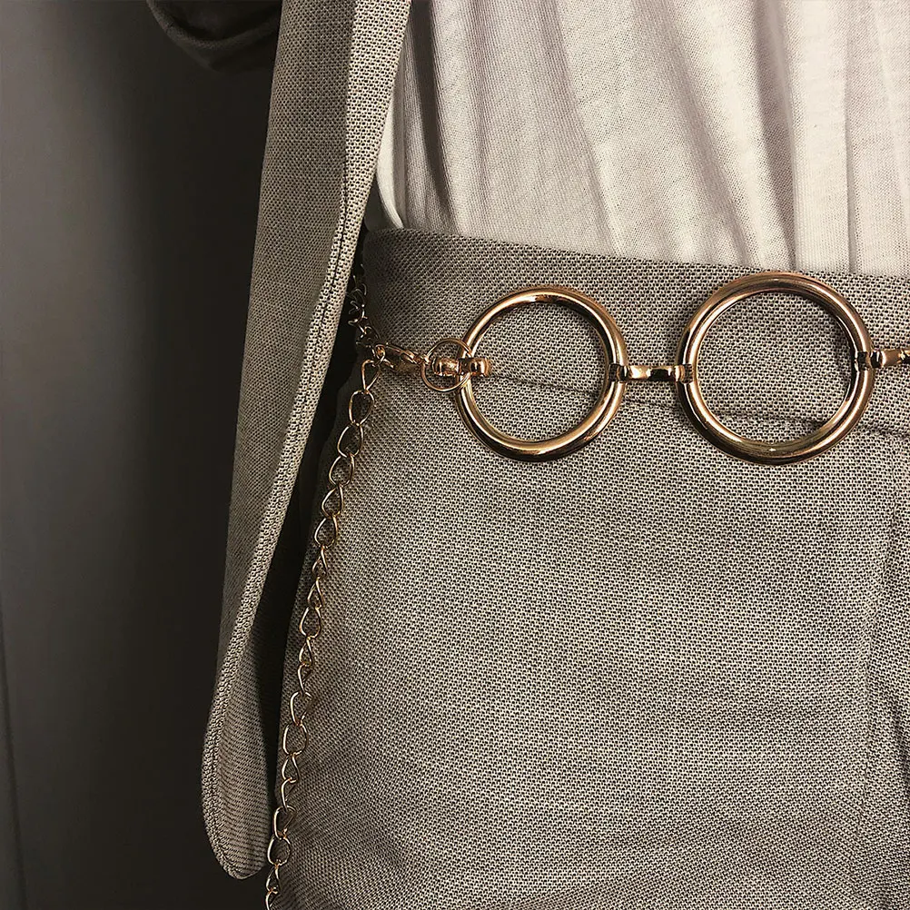 

Geometric Circle Metal Body For Women Gold Waist Chain Punk Belt Fashion Decoration Daily Wear Wedding Party Chain Trendy Unique