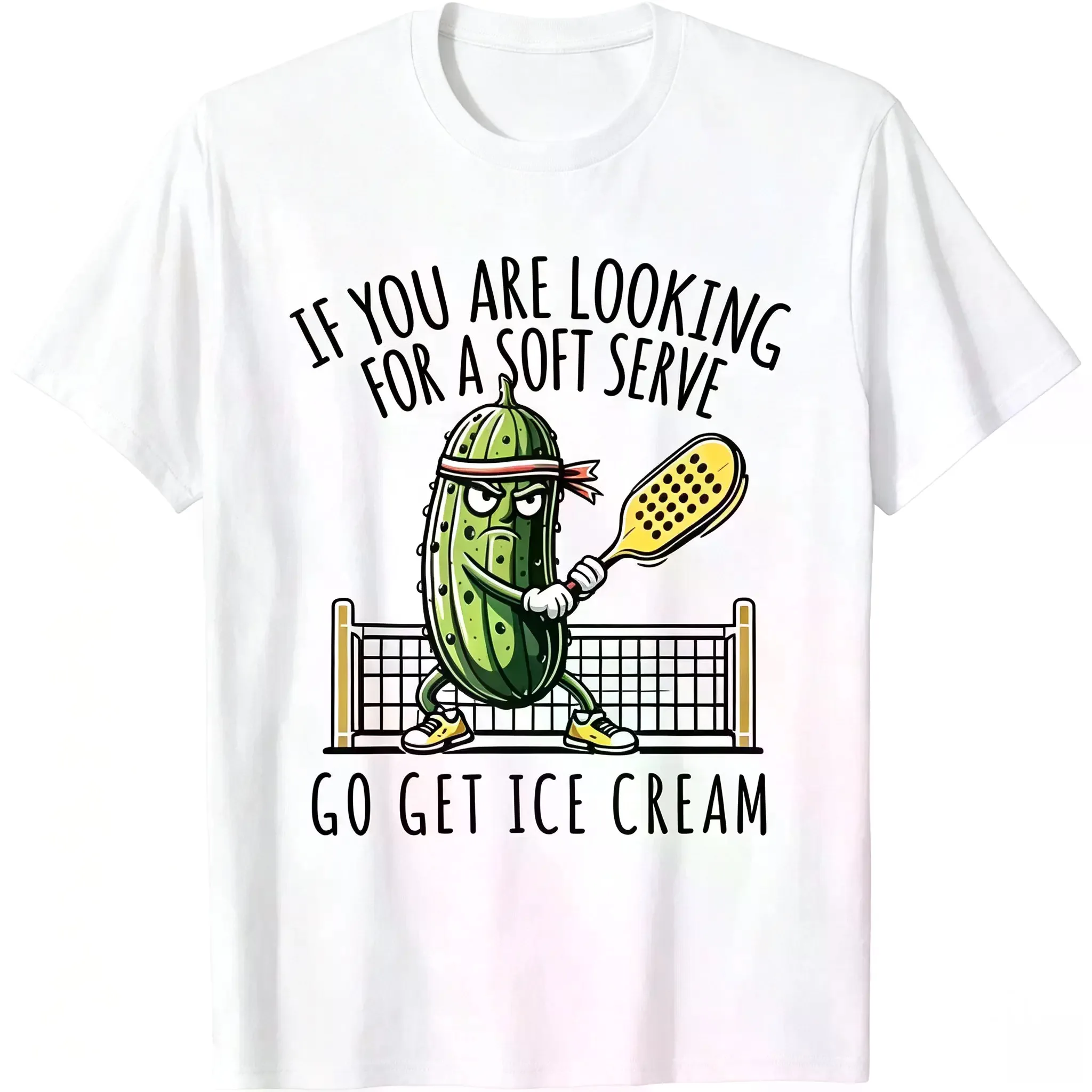 100% Cotton Men'S Casual Crew Neck Relaxed Fit Breathable Fabric Funny Pickleball 
