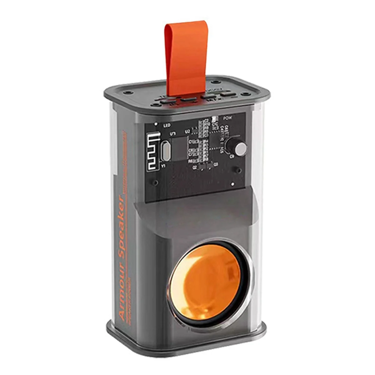 Надежный маленький Bluetooth-динамик Mecha, уличный домашний динамик, прозрачный сабвуфер Mecha, портативный Bluetooth-динамик, черный-ABDQ