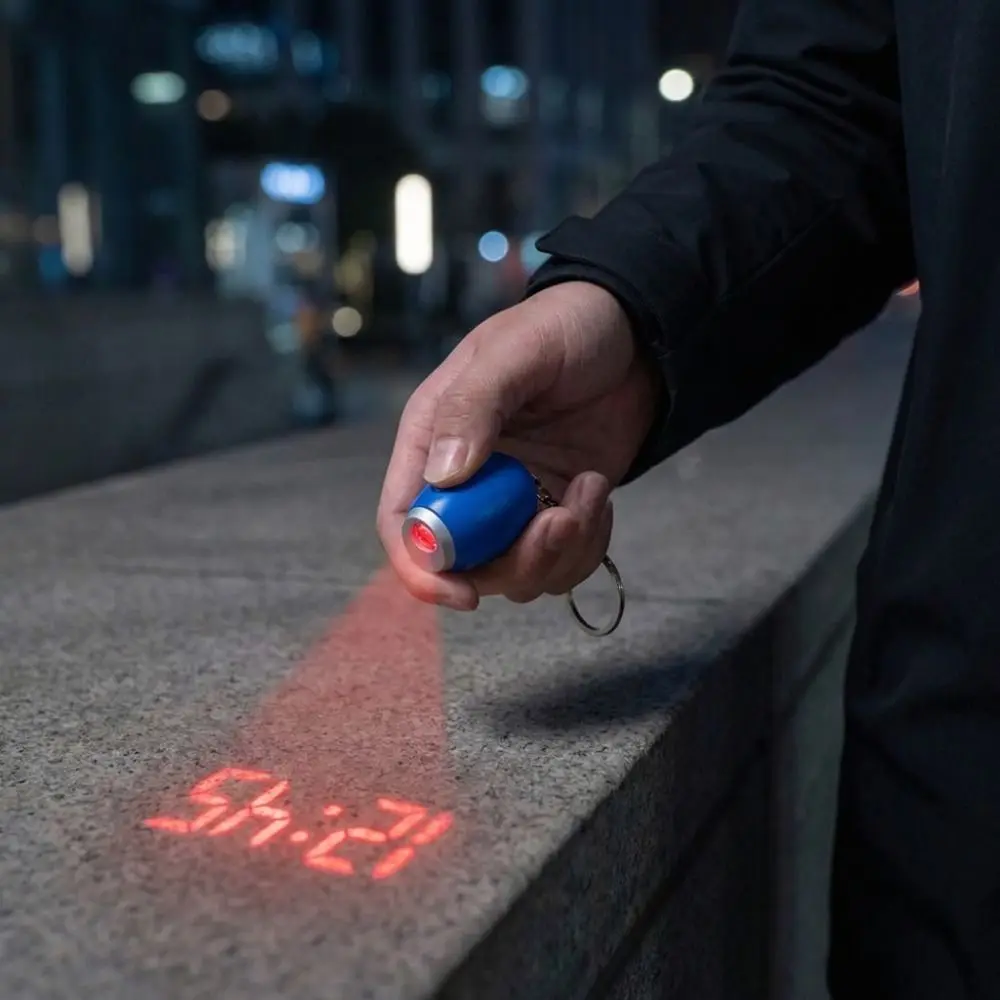 Portable Mini Digital Projection Clock Plastic Digital Display Electronic Clock Key Chain Time Projection Projection Key Chain