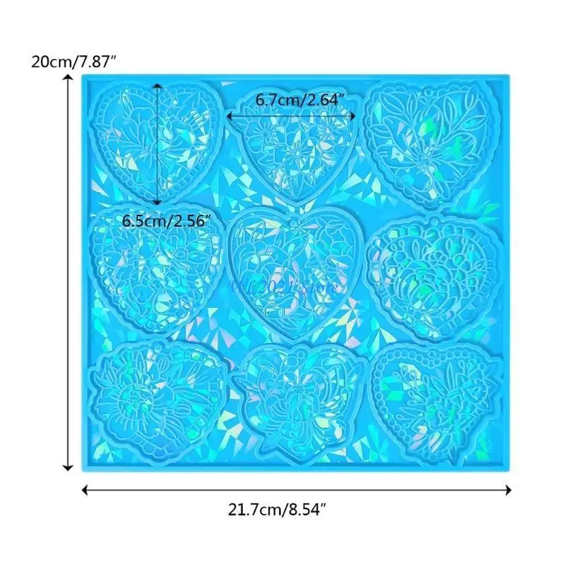 قالب سيليكون على شكل قلب G5GC لصب الإيبوكسي DIY قالب تزيين قلادة ضوء قوس قزح #6