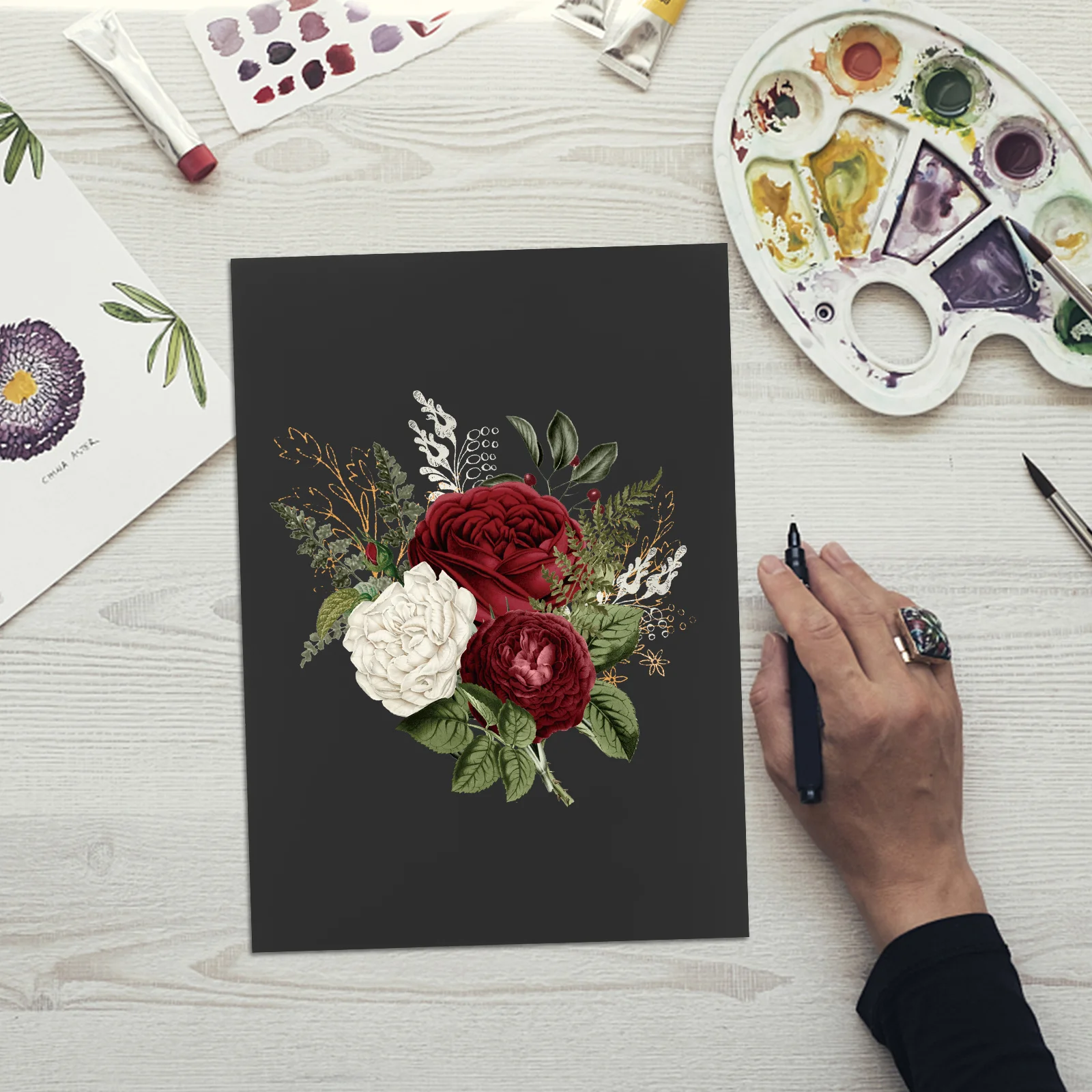 Kertas Kerajinan DIY 20 Lembar Hitam A4 Card Stock Kerajinan Gambar Buatan Tangan untuk Remaja Guru Keluarga Kartu Hitam A4