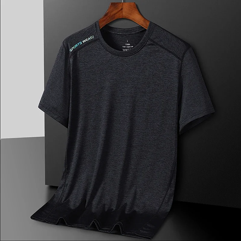 Outdoor Ultra-thin Breathable High-quality Minimalist Ice Silk Quick Drying Short Sleeved T-shirt For Men's Sports Training Top