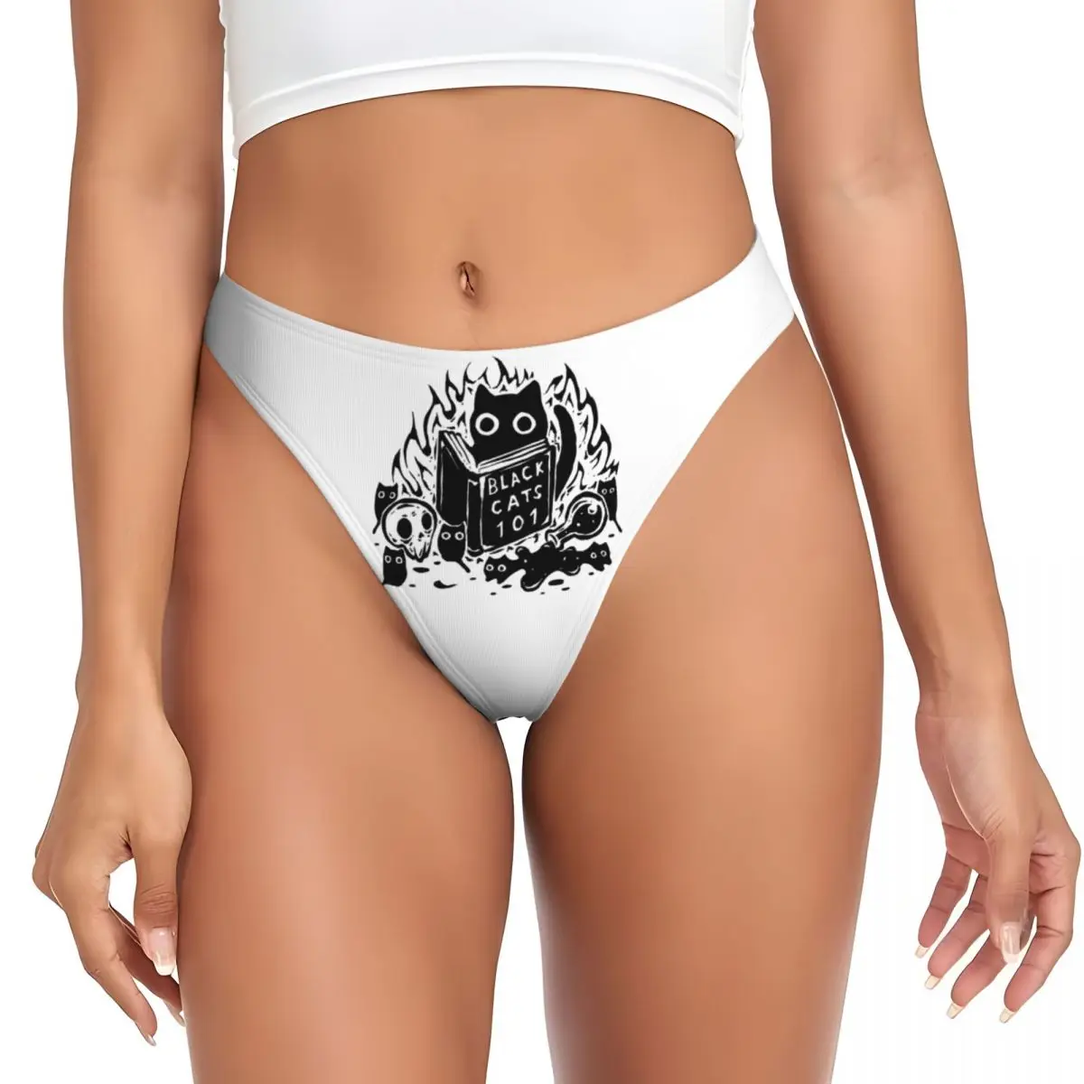 

Custom Womens Black Cat 101s G-string Thongs Comfort Panties Underwear