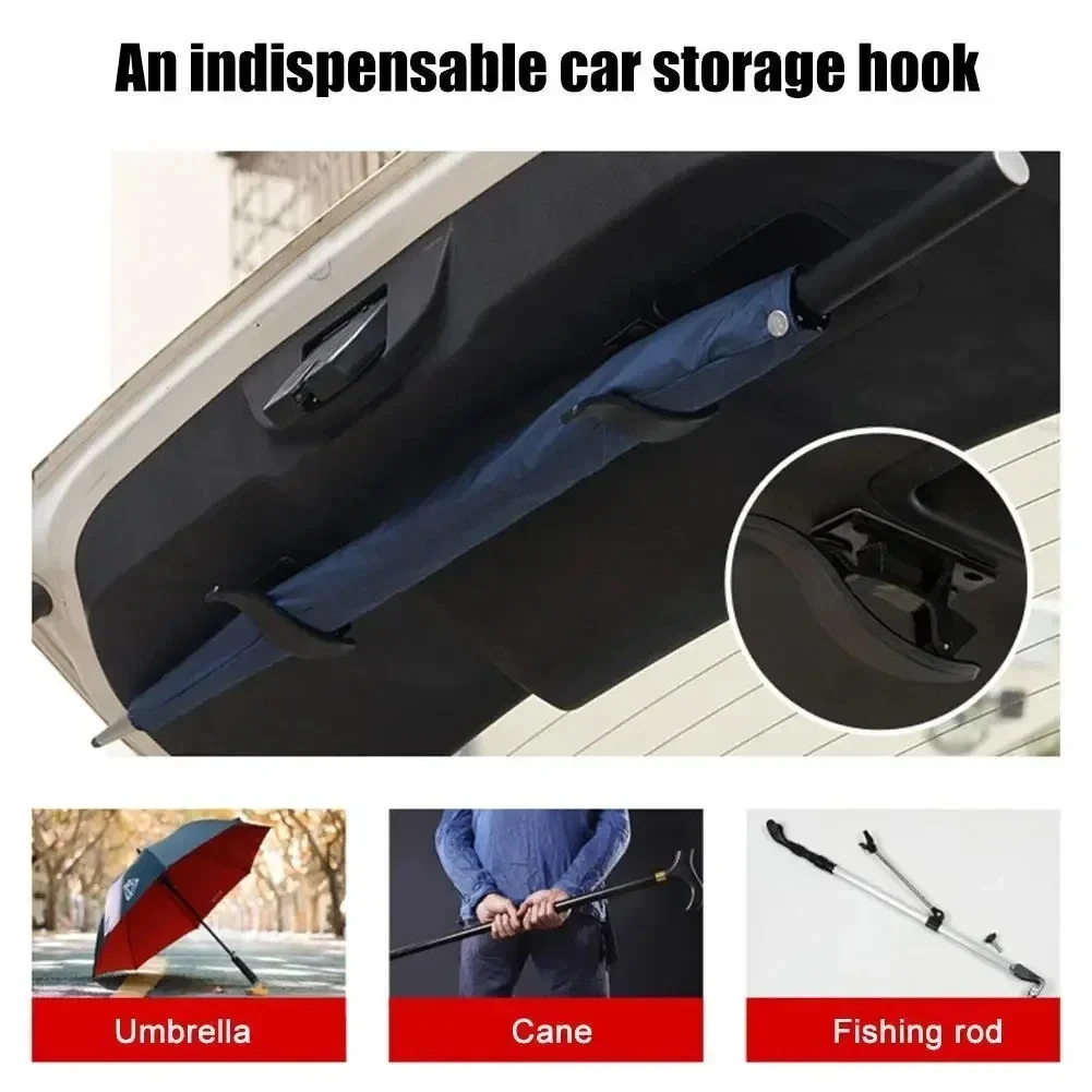2Pcs Car Seat Back Hook Multi-purpose Trunk Umbrella Mount Holder Car Umbrella Storage Organizer Holders Universal Car Accessory image 3