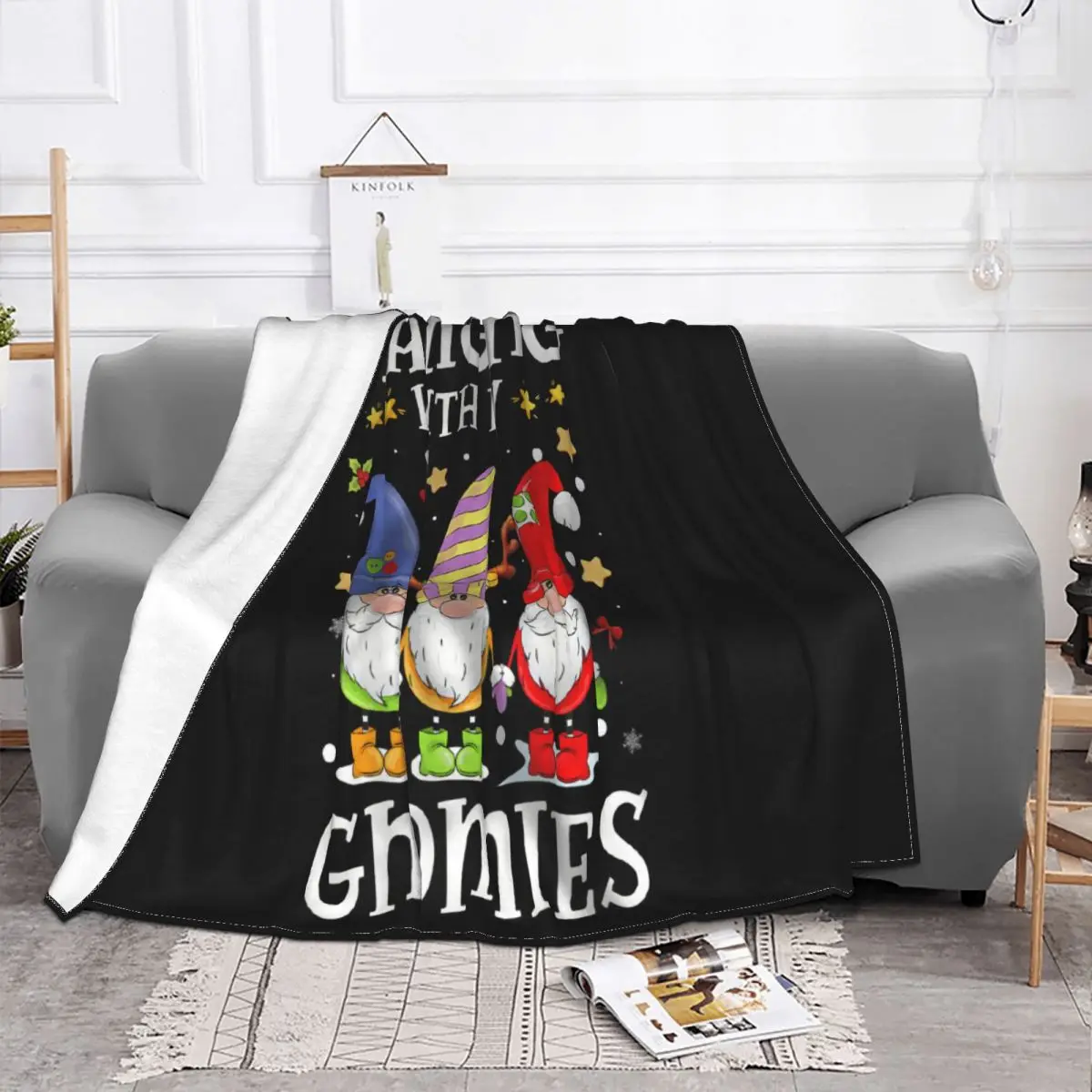 Hanging With My Gnomies Nordic Santa Gnome Christmas Pajama Cute Game Natural Hip-Hop Throw Blanket