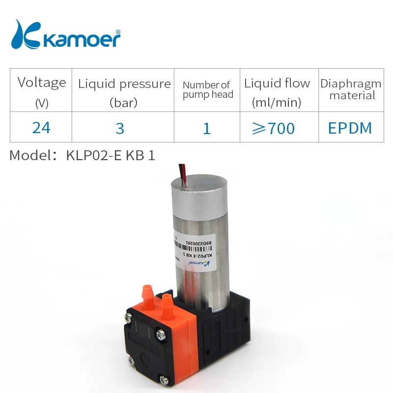 Kamoer 700ml/min KLP02 High Flow Diaphragm Liquid Pump 24V 12V BLDC Motor Liquid Pressure 3 Bar for Inkjet and Medical Device