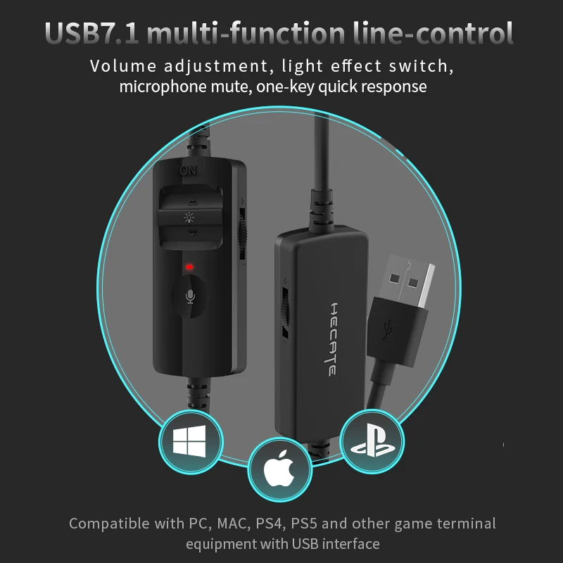 Edifier-auriculares USB para Gaming HECATE G35, cascos con sonido envolvente 7,1, controlador de 50mm, micrófono desmontable, Control en línea, Audio de alta resolución