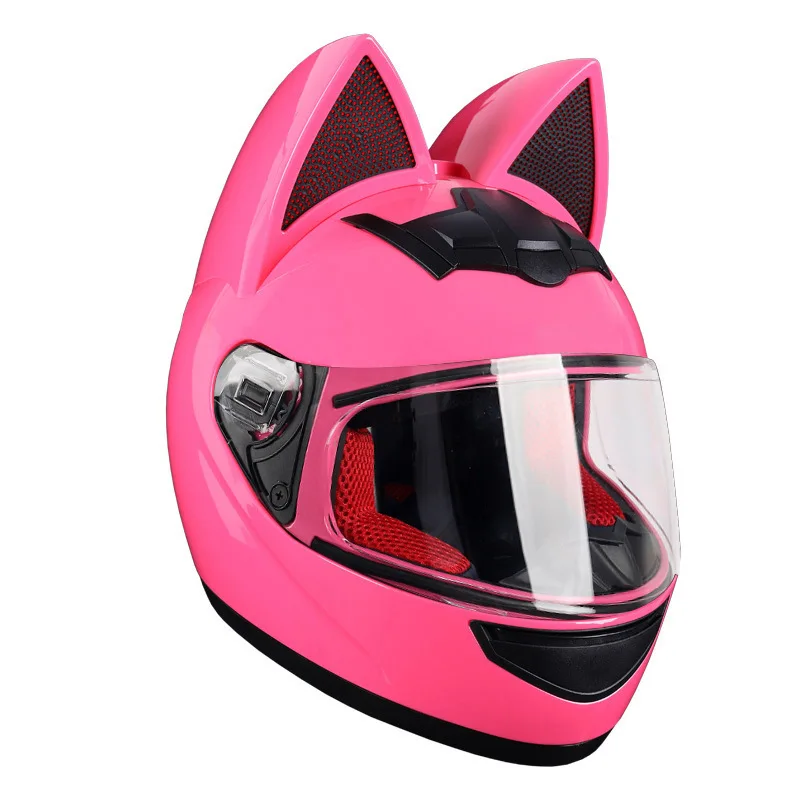 Womens Cat Ear Helmets Full Face Helmets Cat Ear Motorcycle Helmets Men And Women Cute Cat Full Face Helmets Suitable For All