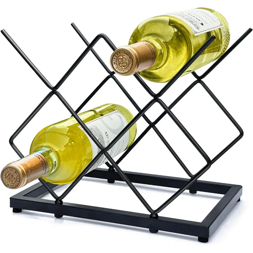 

Современная черная металлическая винная полка для кухонной столешницы, вмещает 5 бутылок, компактный дизайн для домашнего бара или хранения в шкафу