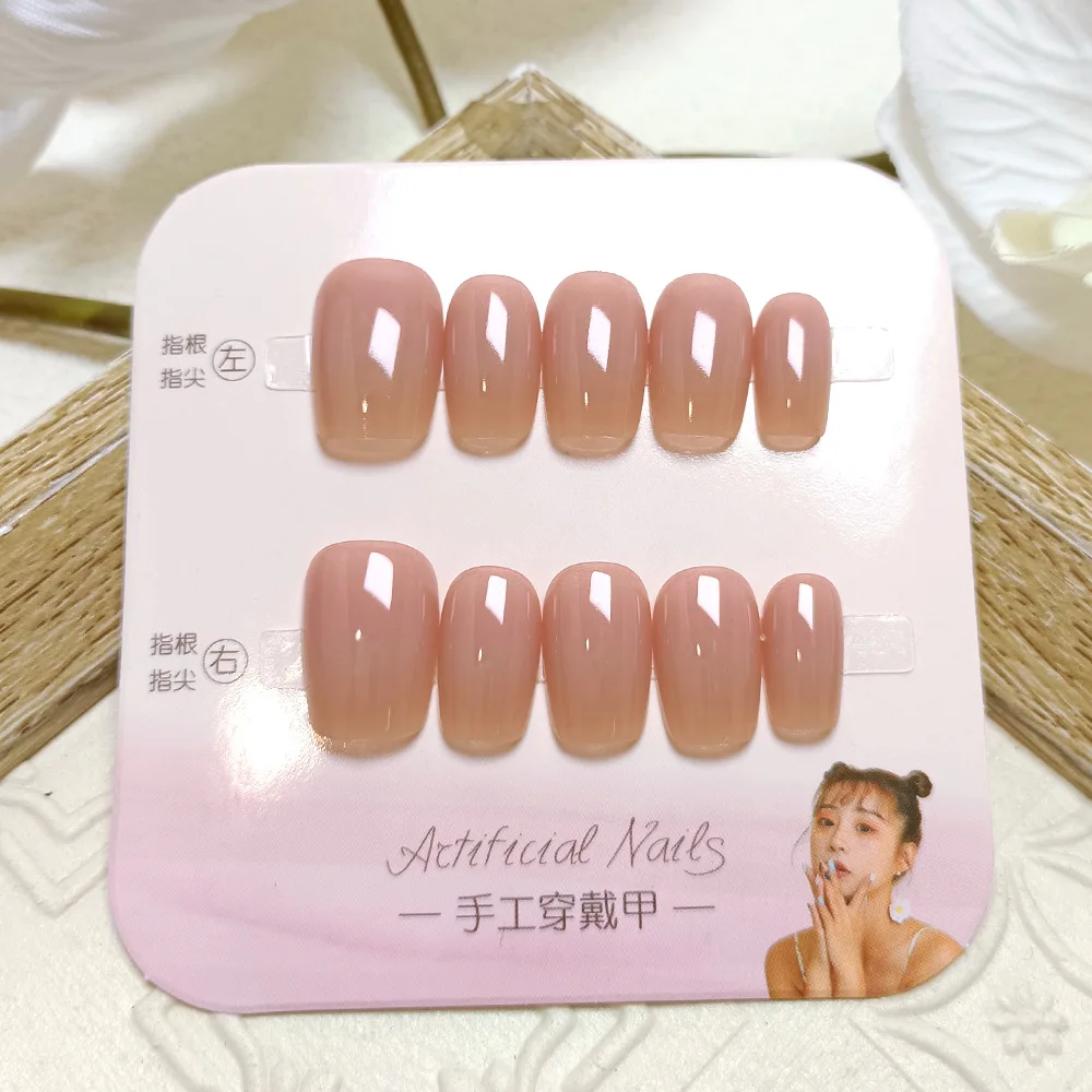 10 pièces court carré fait à la main presse sur ongles rose faux ongles simples faux ongles ongles artificiels Наклад Ногти Uñas Postizas