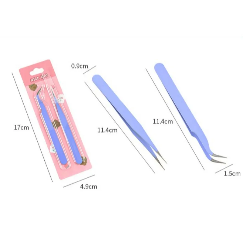 2pcs Macaron Color Stainless Steel Tweezers Diy Handbook Tape Sticker Tool Journal Gadgets Simple Practical Portable