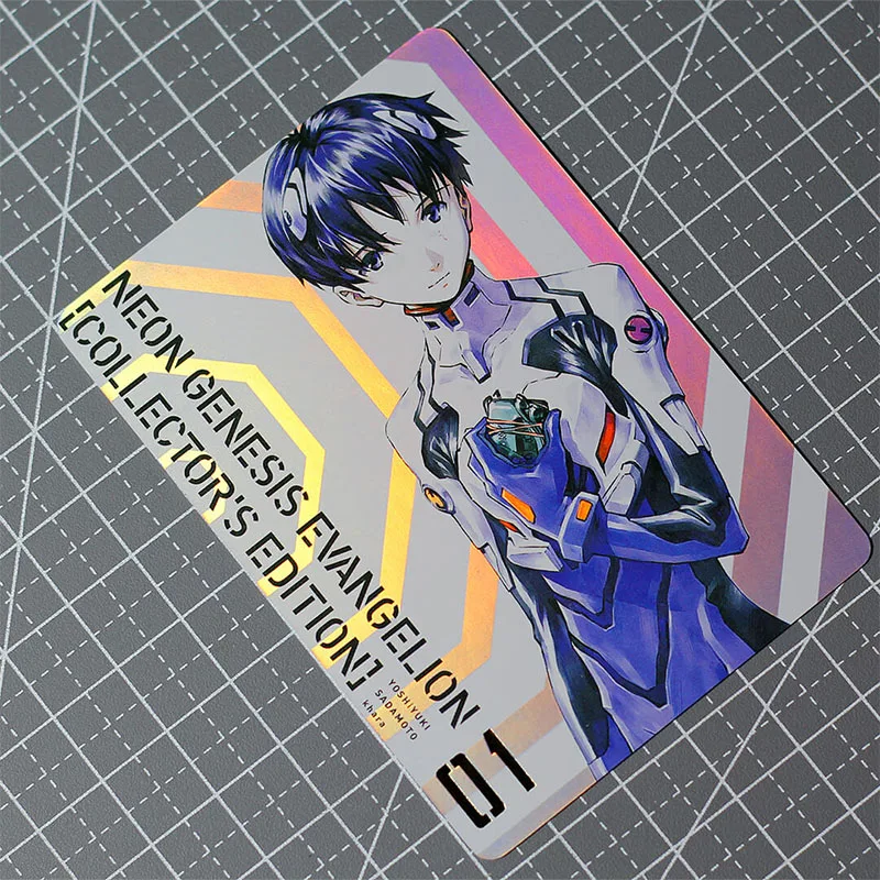 8Pcs/set Neon Genesis Evangelion Asuka Ayanami Anime Characters Diy Bronzing Collection Card Toys Christmas Birthday Gift