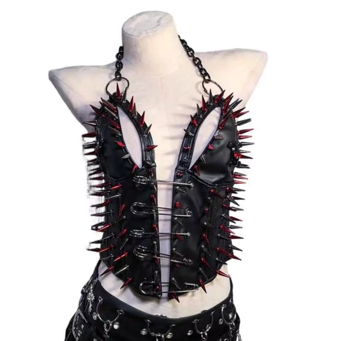 Studded Rivet Kawaii Punk Rock Gothic Tank Emo DIY Grunge Eco 90s E-Girls Y2K TOPS Goth 2025 Harajuku Hand Made Pin