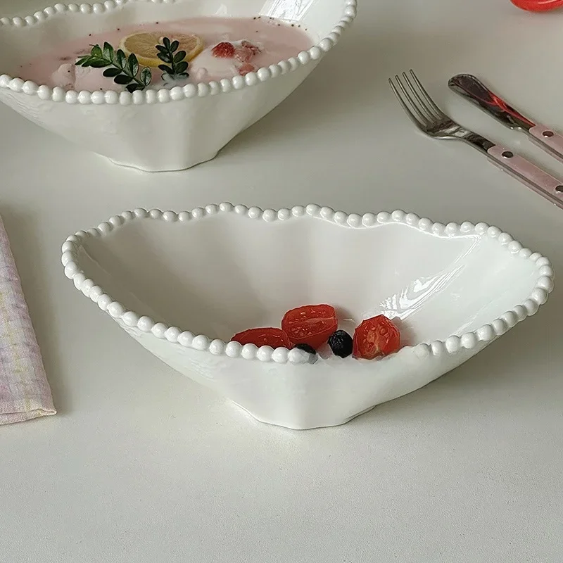 n Sle Cerc Relief Dot Salad Bowl Luxury Restaurant ternoon Tea Dert Home Use Odd-aped Breakfast Bowl