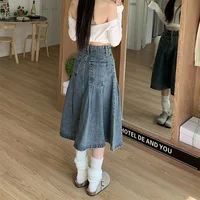 Summer Trendy Designer Lady High Waist Jeans Skirts Women Fashion Vintage Denim Skirts Girls Korean Casual Mid-Long Dress - Image 3