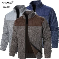 Sudaderas de retales para hombre, chaqueta con cuello levantado, cárdigan ajustado, ropa de calle, ropa deportiva, abrigo informal con cremallera, chándal para exteriores para hombre