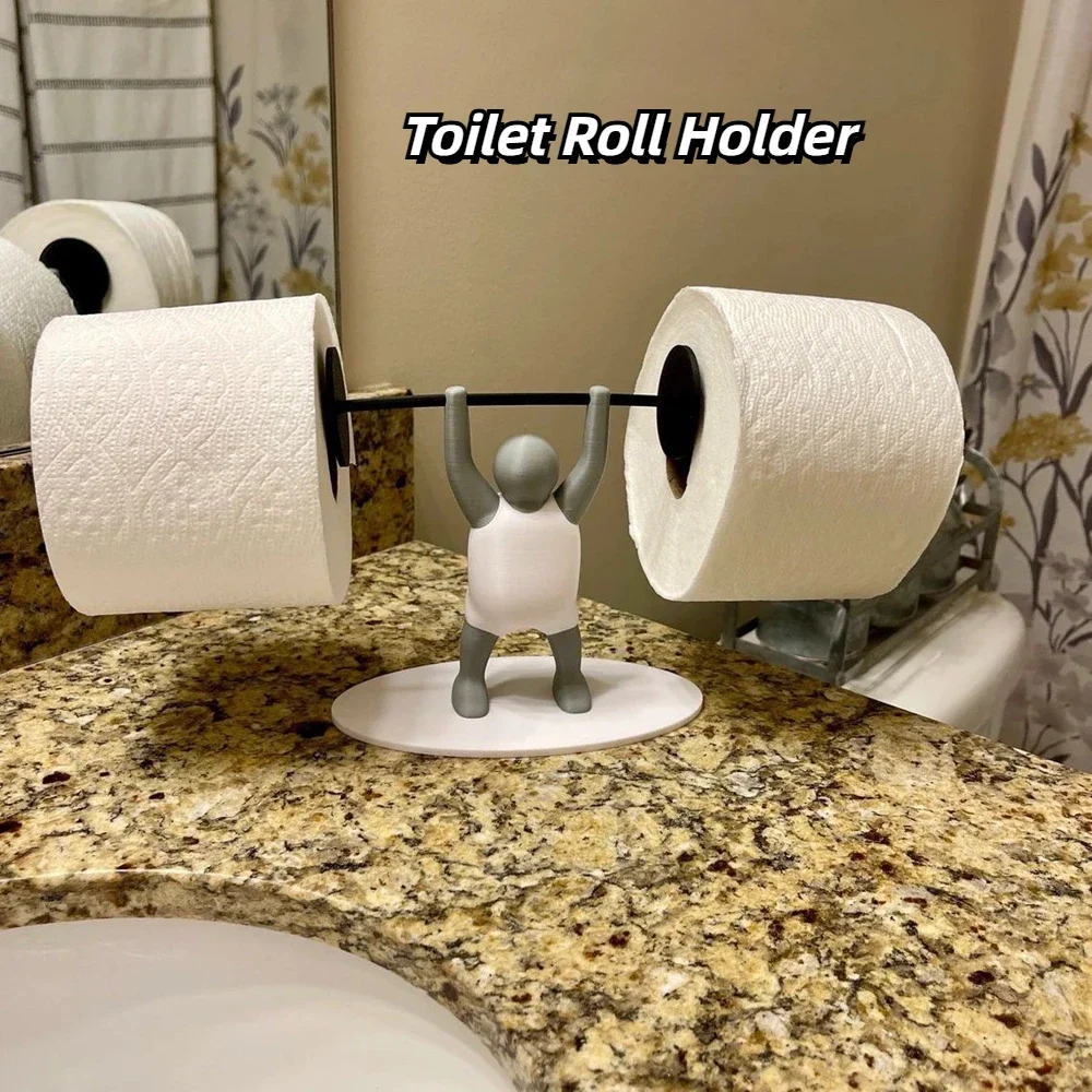 Funny Toilet Roll Holder Fitness Weight lifting Villain Paper Rack Interesting Bathroom Decoration 3d Printed Side Stand Gifts