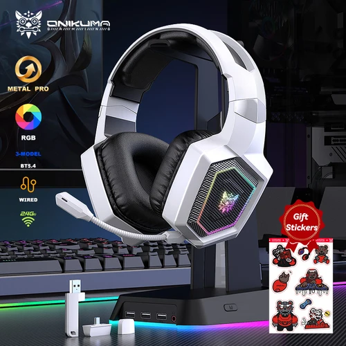 Imagen 1 del producto ONIKUMA GT806 2,4 GHz auriculares inalámbricos para juegos calidad de sonido HiFi PcLaptop con micrófono auriculares para juegos con cancelación de ruido para PC