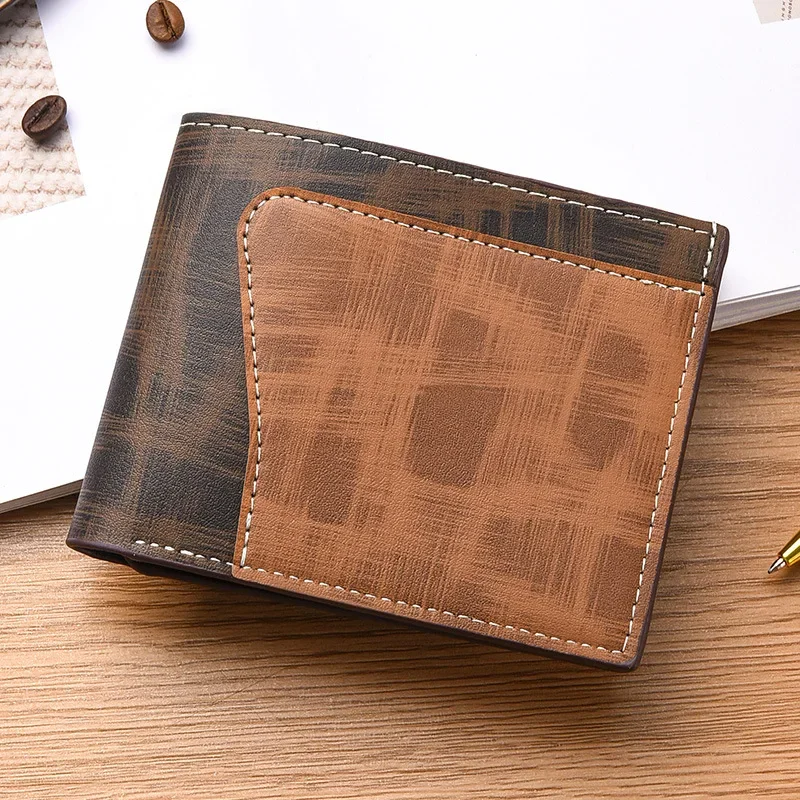 กระเป๋าสตางค์ซิปทรงสลิมสำหรับผู้ชายกระเป๋าสตางค์ธุรกิจความจุขนาดใหญ่พร้อมการเย็บสีตัดกันคลิปเงินโลหะที่ปลอดภัย