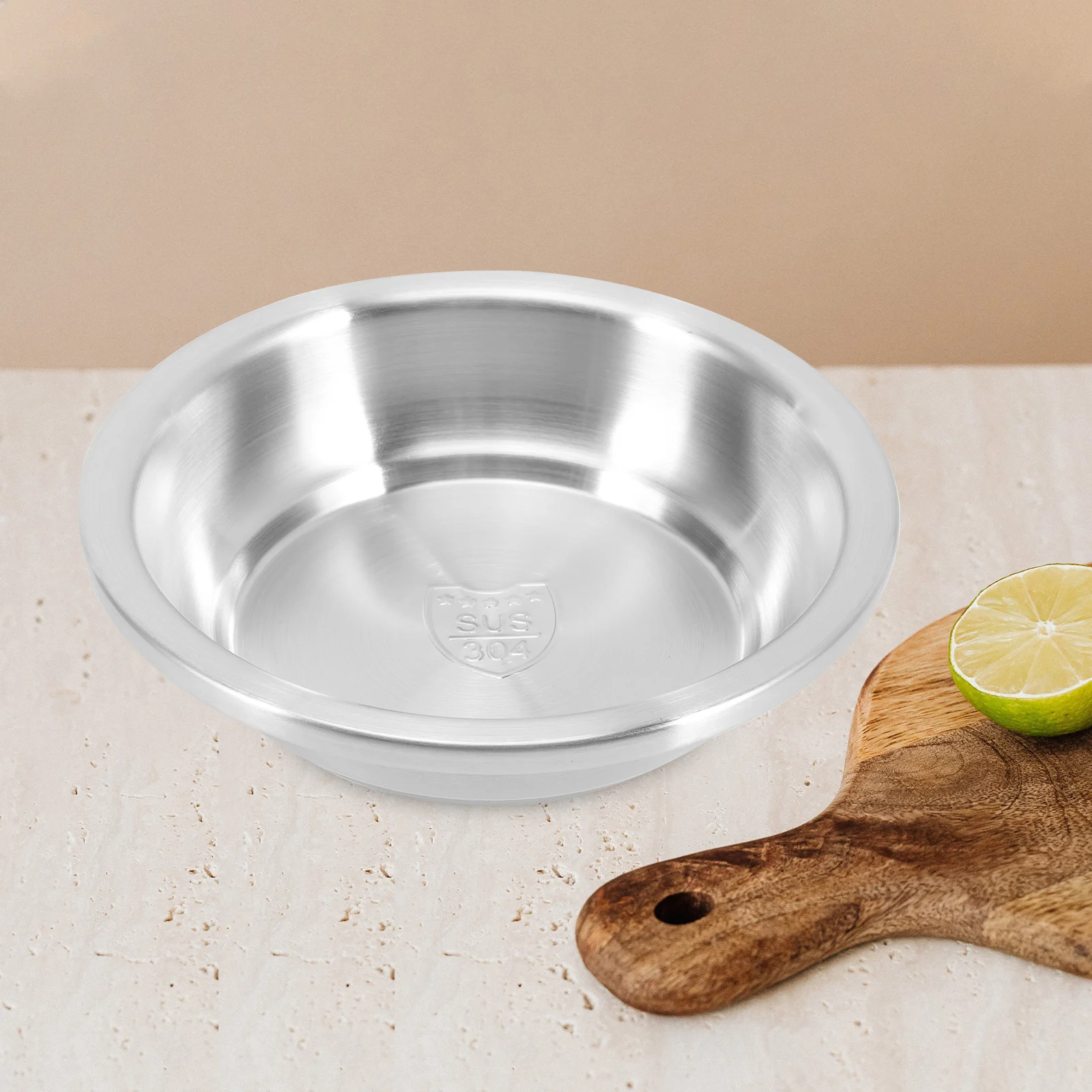 

Stainless Steel Plate Round Stainless Steel Food Tray Kitchen Steam Tray Serving Dinner Resistant High Easy Clean Modern