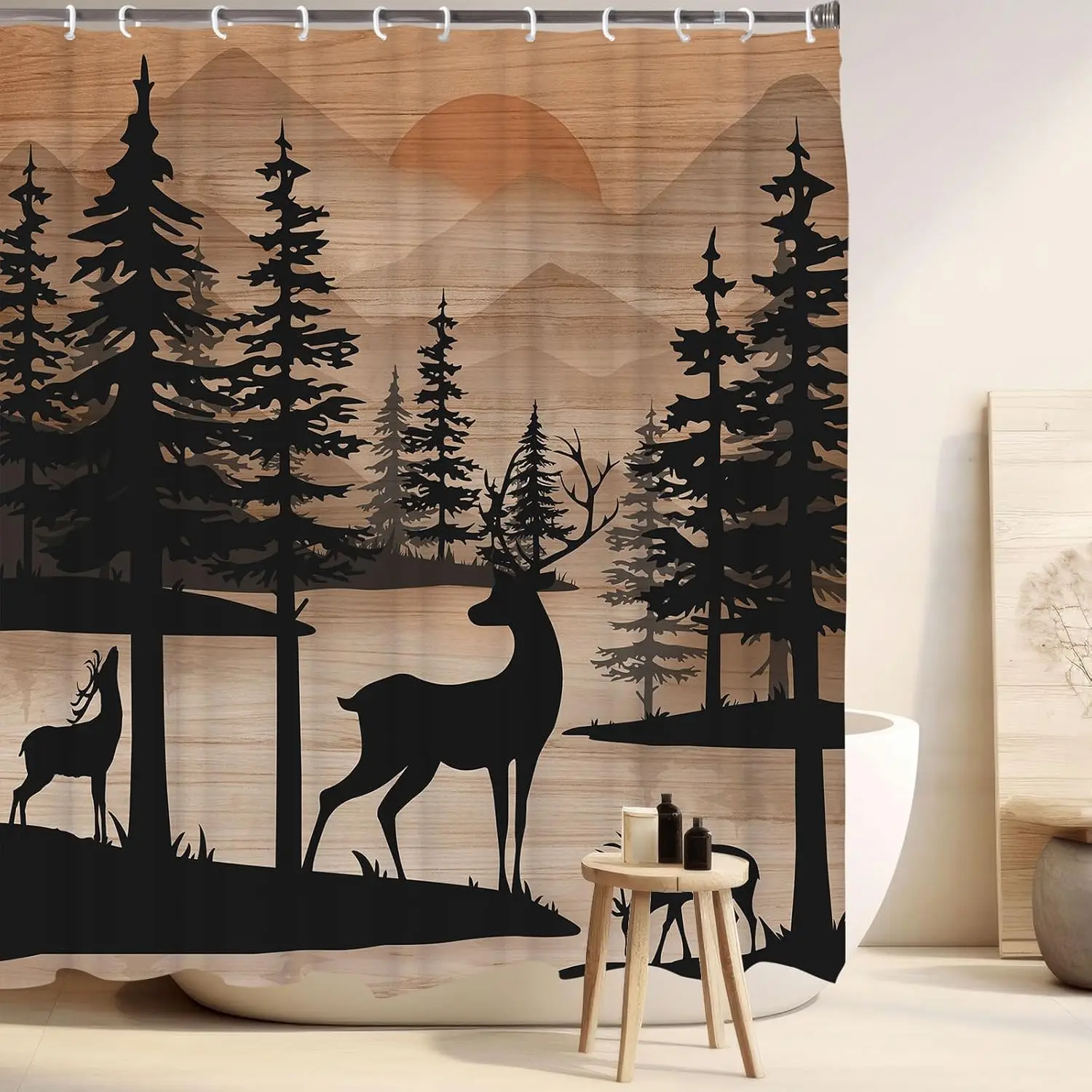 

Занавеска для душа «Дорогой лес», набор занавесок для душа в деревенском деревенском лесном фермерском доме, занавески для душа «Hunting Wild Life» с крючками,