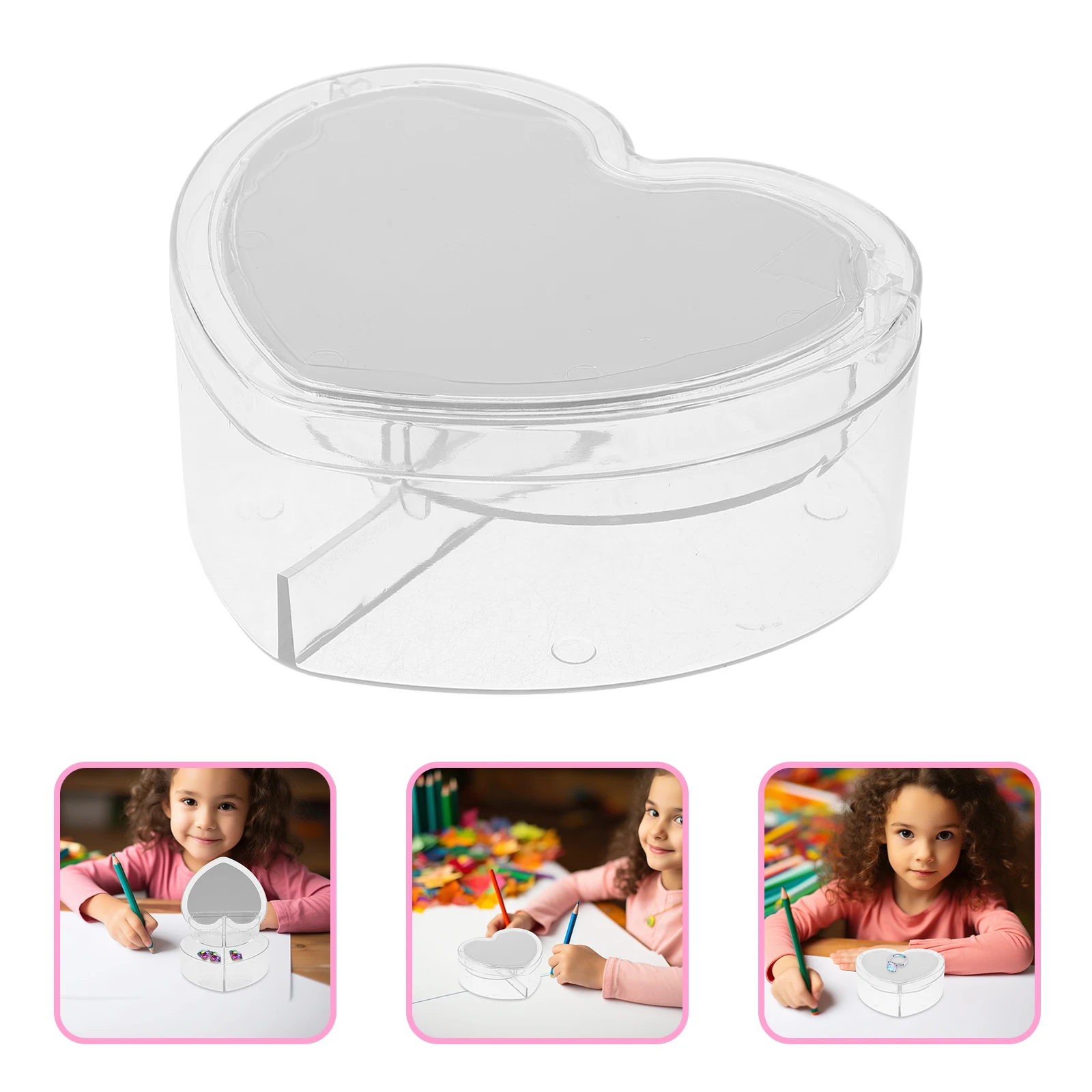 

Heart Shape Jewelry Storage Box For Transparent Organizer Double Layer Design Desktop Box For Hair