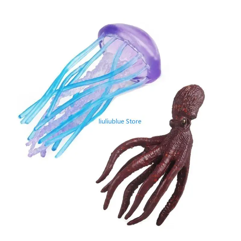 

Jellyfish Figurine Squid Figure Toy Simulated Animals Realistic Jellyfish Toy Ocean Animals Figurines model 62CF