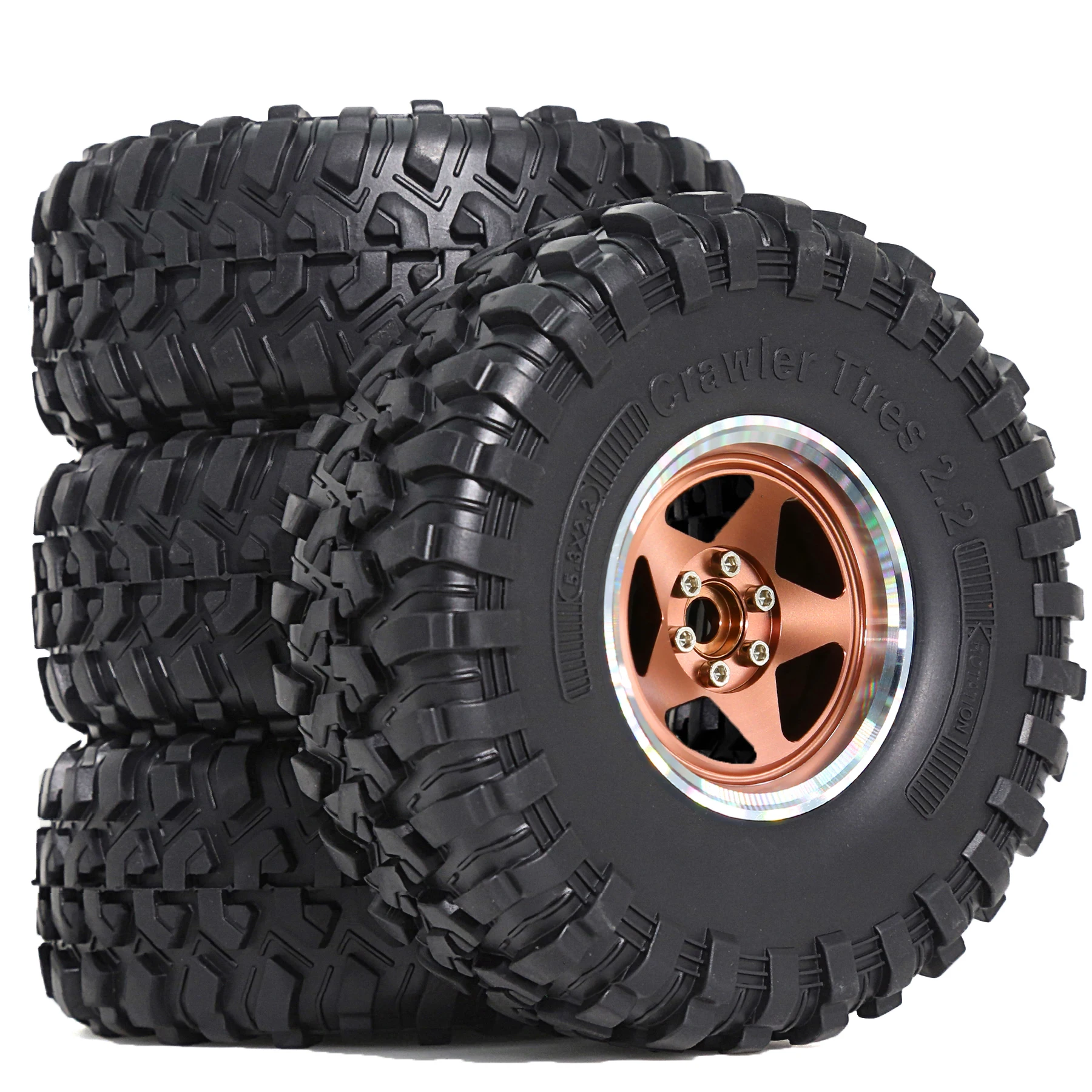 RED SPIDER 4Pcs 2.2  Rubber Mud Terrain Tyres and Aluminum Alloy Beadlock Wheels OD 135mm For Traxxas TRX6 Axial SCX10 II III