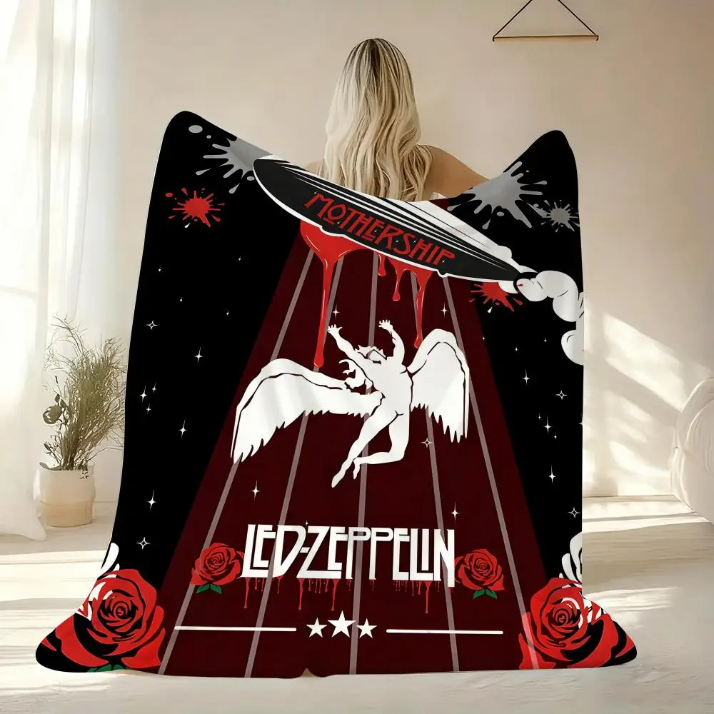 L-Led Z-Zeppelin Band Throw Soft Flannel Throw Blanket Lightweight Cooling Summer AC Nap Blanket for Sofa Bed Couch Travel