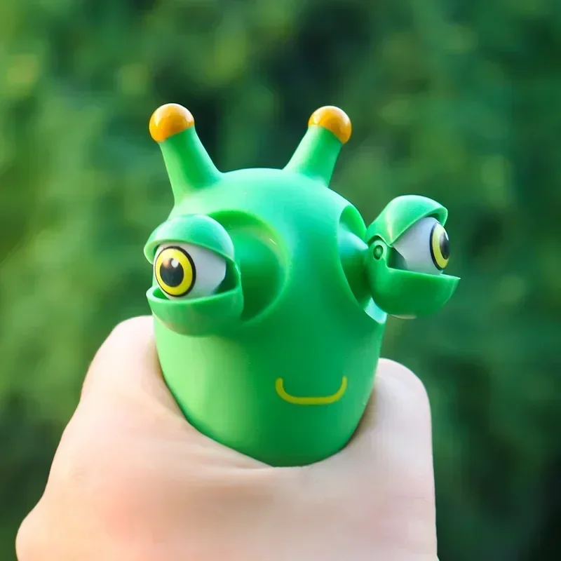 Funny Grass Worm Pinch Toy Panda  Stress Relief Fidget Decompression Toy  Eyes Squeeze Toys Relieve Anxiety Stress Relief Slug