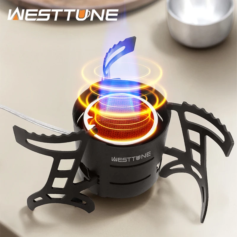 WESTTUNE موقد للتخييم مع موقد الأشعة تحت الحمراء خفيفة يندبروف عالية الطاقة موقد غاز في الهواء الطلق سخان الأشعة تحت الحمراء للتخييم التنزه