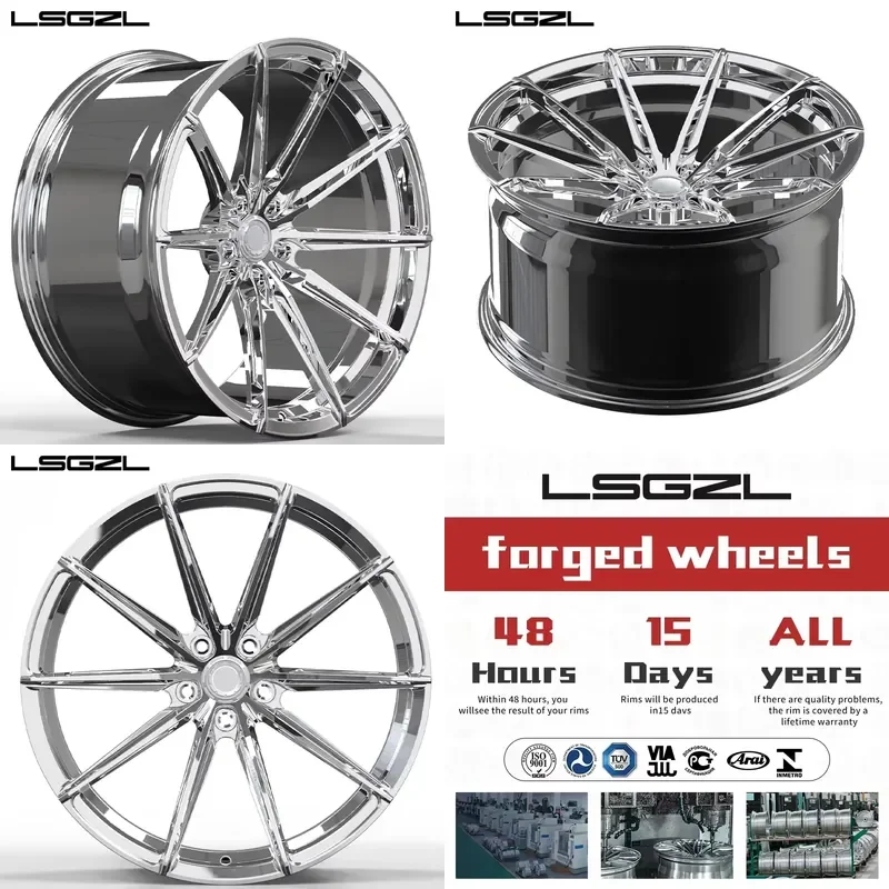 

i Forged Monoblock Wheels Deep Concave Polished Sliver Chrome Wheels 17 18 19 20 21 22 Inch for PCD 5x114.3 5x120