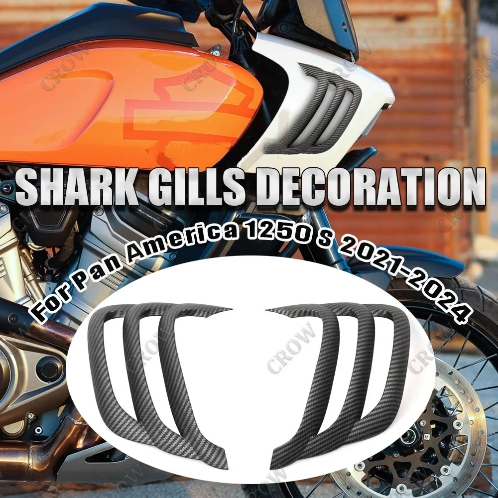 

Motorcycle Shark Gills decorative side kit Black/Bright CarbonFibre suitable accessories For Pan America 1250 S 2021-2024