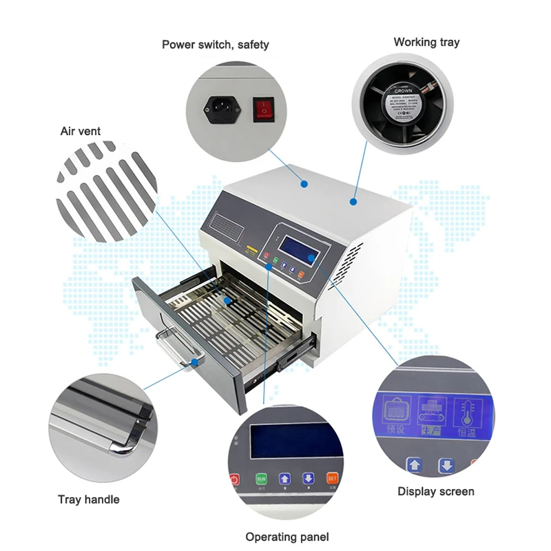 Z2400 W SMT Soldering Machine B3530HL-350x300MM Desktop High Performance Precision Lead-Free Reflux Furnace Spot Welder