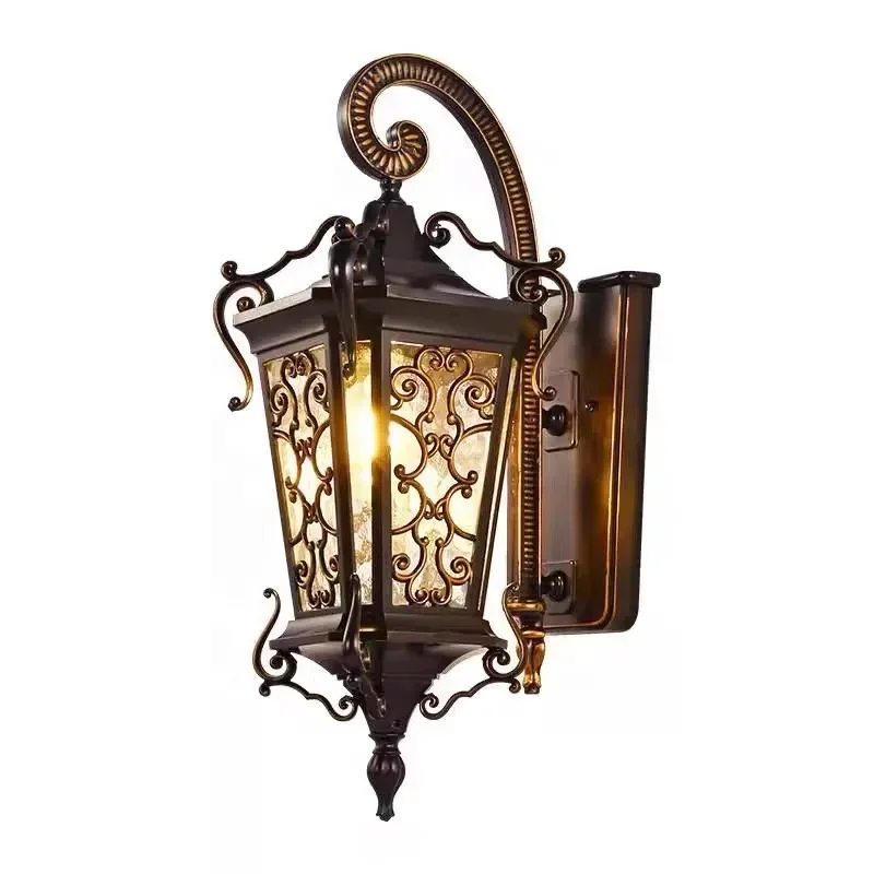 Modern creative retro solar square and cylindrical polycarbonate LED outdoor wall lights for home garden decoration