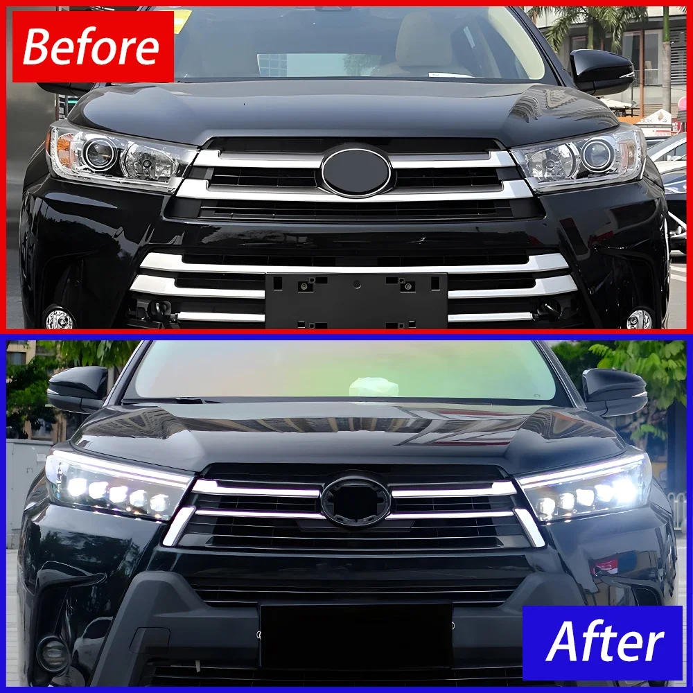 Car Front lamps For Toyota Highlander 2018-2021 All New Upgrade Blink Dynamic Light Projector Five Lens Hot Sale Accessories