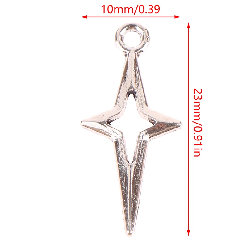 40 Stück 23x10mm Antiksilberfarbene Durchbrochene Sternanhänger für Schmuckherstellung DIY-Zubehör – Detail 9