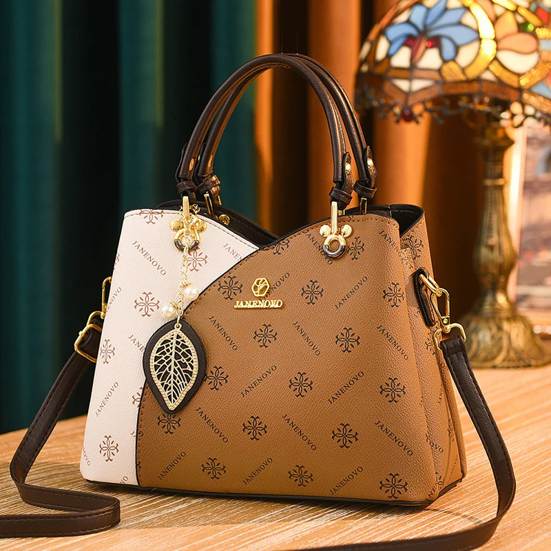 

​ Женская кожаная сумка-тоут с принтом, большая вместительная женская сумка на плечо, кошелек, высококачественная мягкая кожаная дорожная сумка, сумка через плечо ​